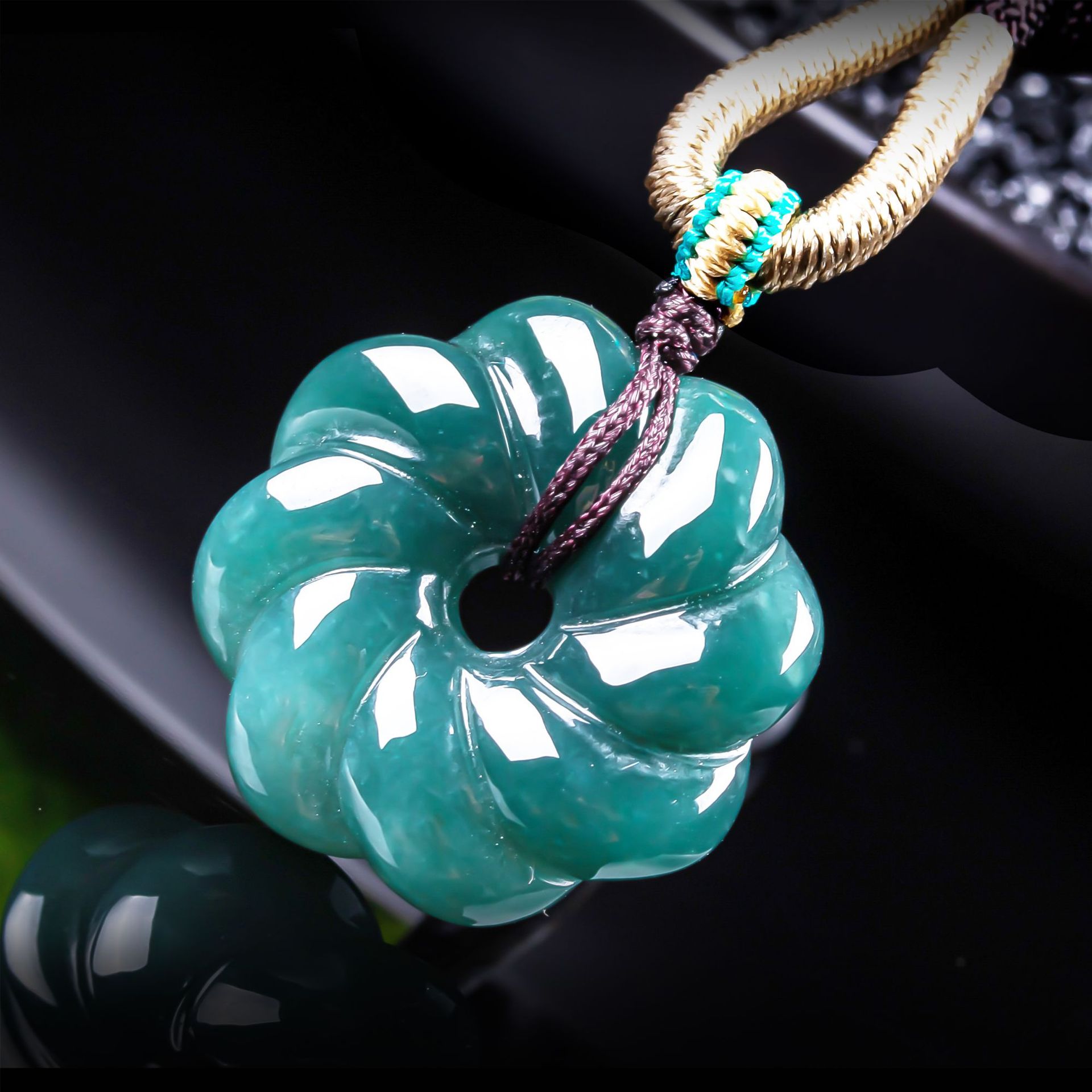 Women Fashion Necklace - Natürlicher burmesischer Jadeit-Blumenanhänger Halskette Accessoires Edelstein-Talismane