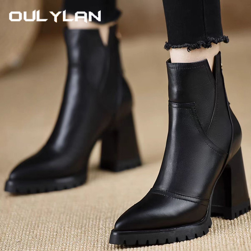 Women'S Fashion Boots - Oulylan Dicke hochhackige Frauen Schuhe Retro