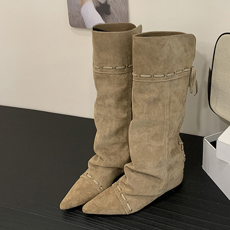 Winter Fashion Women Boots - Liyke Mode-Design Kordel Spitze Up Kniehohe