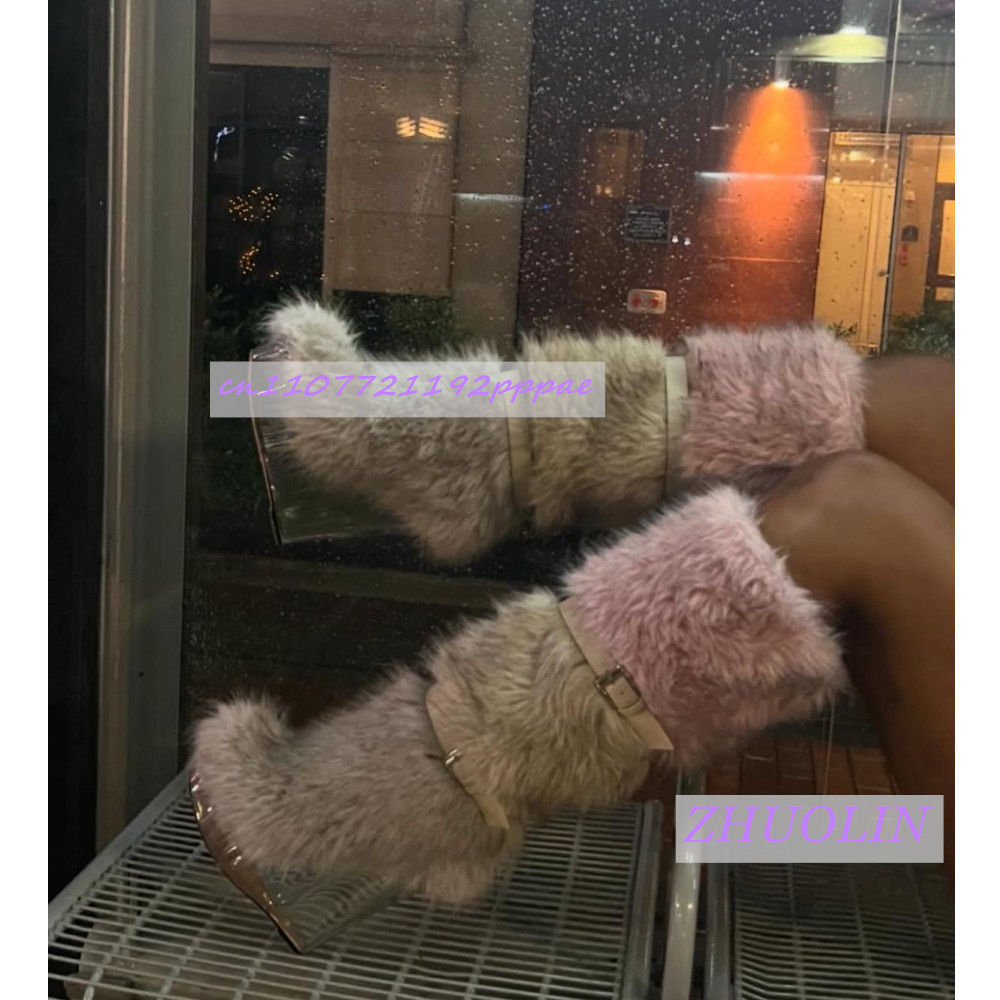 Winter Fashion Women Boots - Winter Farbverlauf Pelzigen Transparent Keil Stiefel