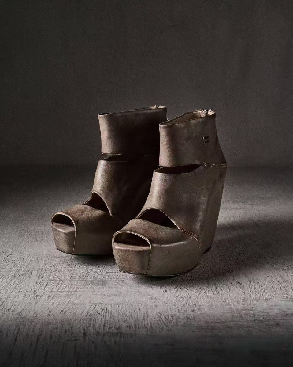 Women'S Fashion Boots - Sommer Neue Damen Vintage Graue Distressed-Leder
