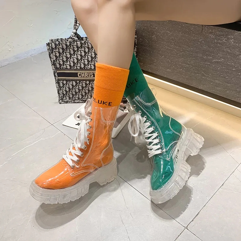Women'S Fashion Rain Boots - Transparente Plateau-Stiefel 2026 Neue Mode Damen