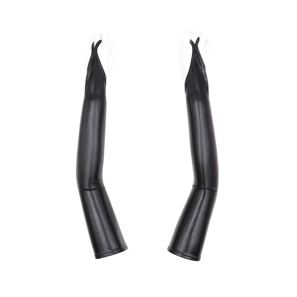 Women Fashion Gloves - Fingerloses Design Damen-Latex-Handschuhe, lange, glänzende Oberfläche,