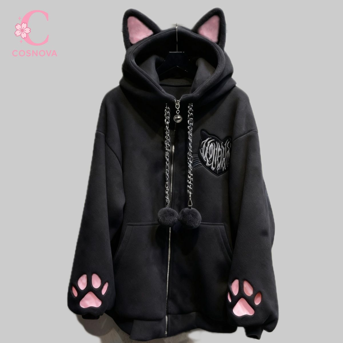 Women'S Fashion Zip Up Hoodies - Harajuku Punk Gothic Anime-inspirierte Katzenohren-Kapuzenjacke für