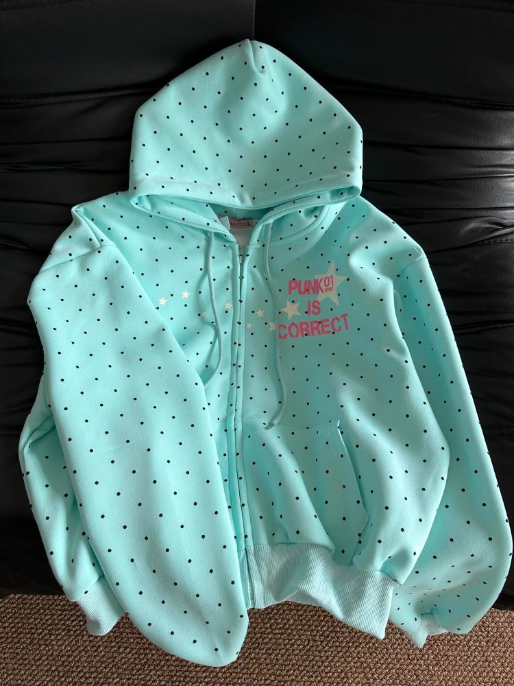 Women'S Fashion Zip Up Hoodies - Y2K Neue Frühjahrsmode Amerikanischer Stil Polka
