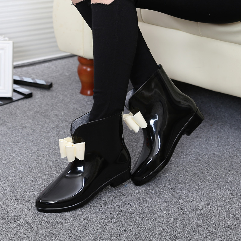 Women'S Fashion Rain Boots - Frauen Blume Bowtie Ankle Boot Winter