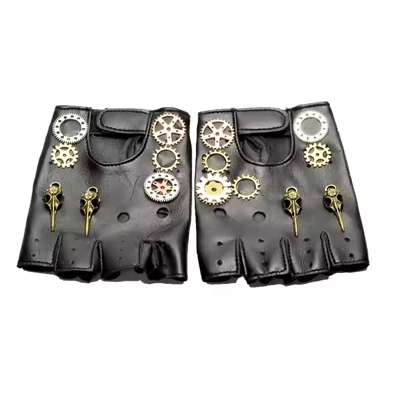 Women Fashion Gloves - Steampunk PU Leder Fingerlose Kompass Handschuhe