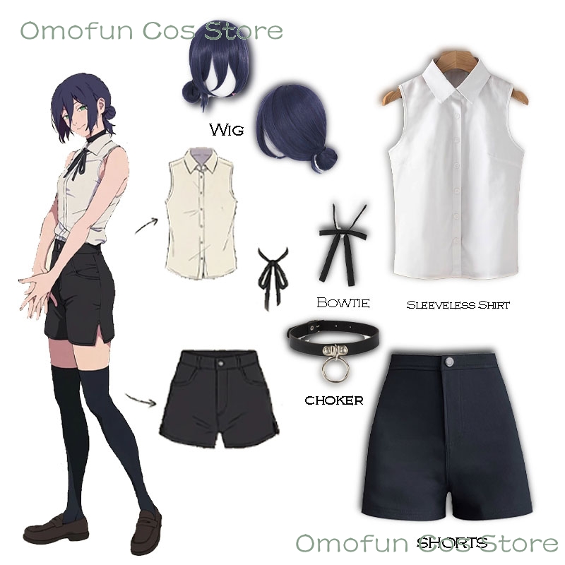 Women Fashion Necklace - Reze Cosplay Kostüm Ärmelloses Hemd Perücke