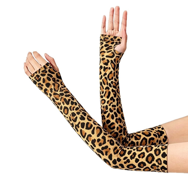 Women Fashion Gloves - Modische Leoparden-Lange Fingerlose Armstulpen Elastische Damen