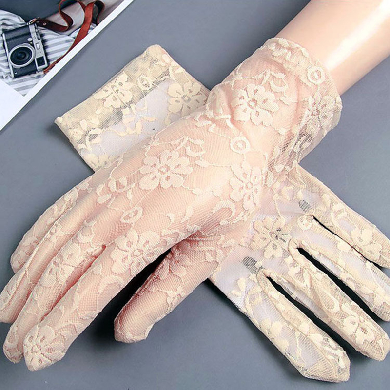 Women Fashion Gloves - Damen-Handschuhe, Sommer, kurze Spitze, atmungsaktiv, dünner