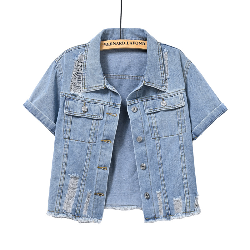 Women'S Fashion Jackets Amazon - Hellfarbige Kurze Denim-Kurzarmjacke für Damen Sommer-Shirt