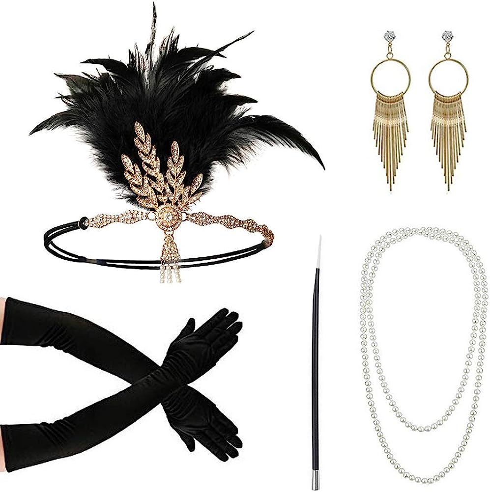 Women Fashion Gloves - PESENAR 1920er Jahre Mode Flapper Stirnband