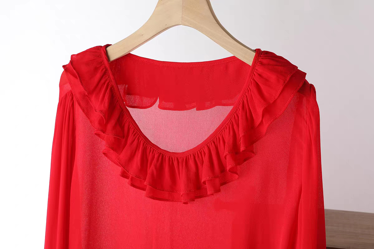 Women Fashion Blouse - Koreanische Mode, Übergröße, Damenbluse, langärmelig, Chiffon-Oberteil