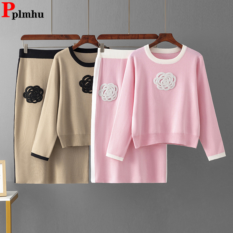 Women'S Fashion Knitwear - Koreanisches Design Gestrickte 2-teilige Sets Frauen