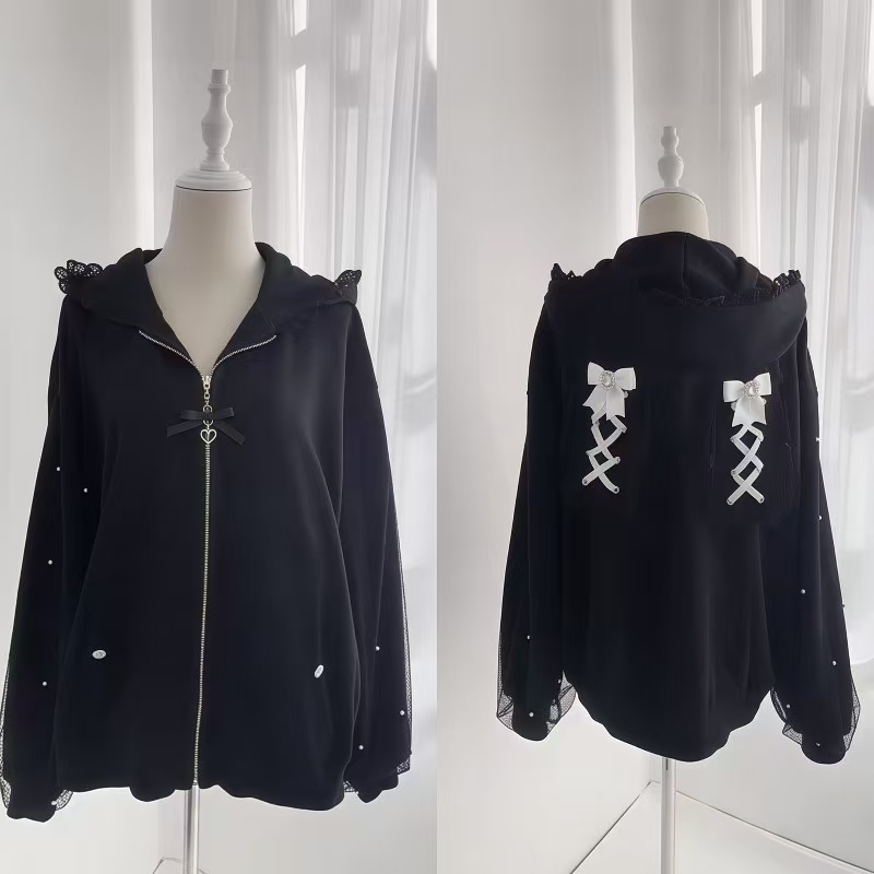 Women'S Fashion Zip Up Hoodies - Damen Winter Kaninchenohren Lolita Kapuzenjacke Süße