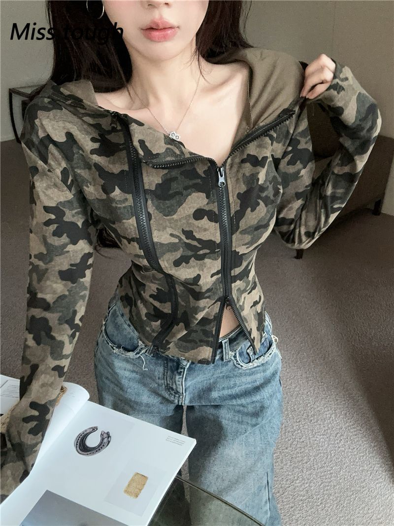 Damen-Camo-Kapuzenpullover mit – Women'S Fashion Zip Up Hoodies Bewertung und Preis