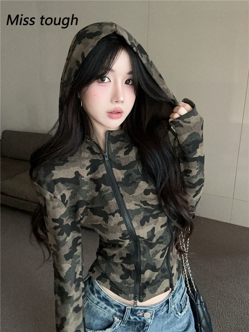 Damen-Camo-Kapuzenpullover mit – Women'S Fashion Zip Up Hoodies Bewertung und Preis