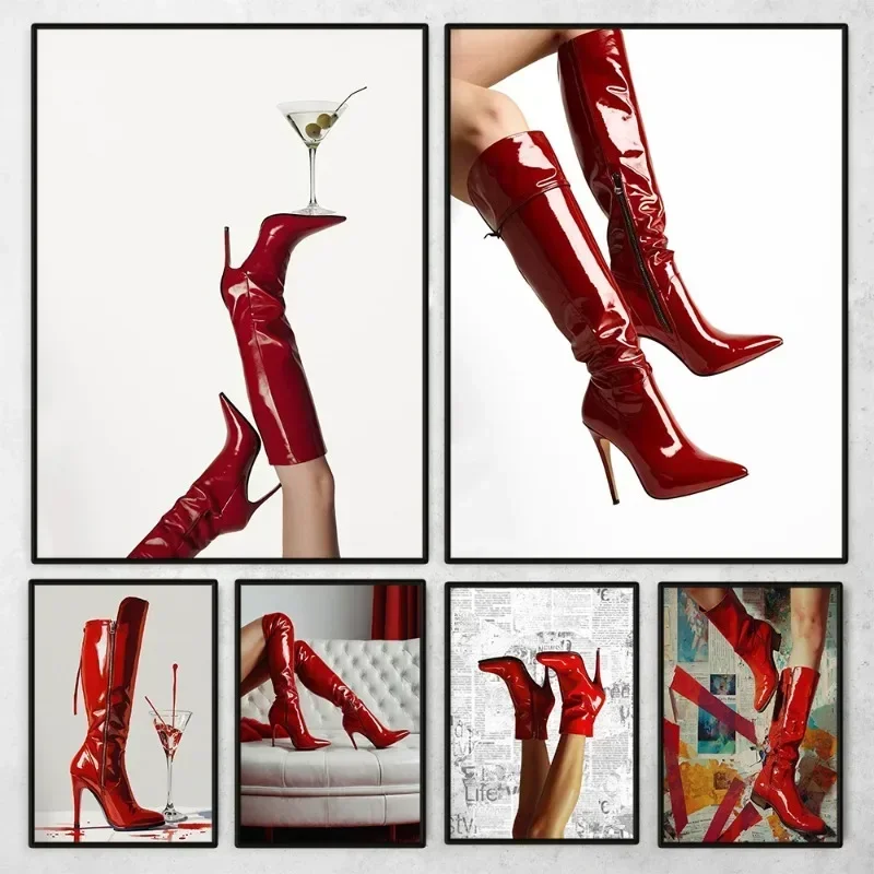 Rote Stiefel Sexy Frau Poster  – Women'S Fashion Magazine Bewertung und Preis