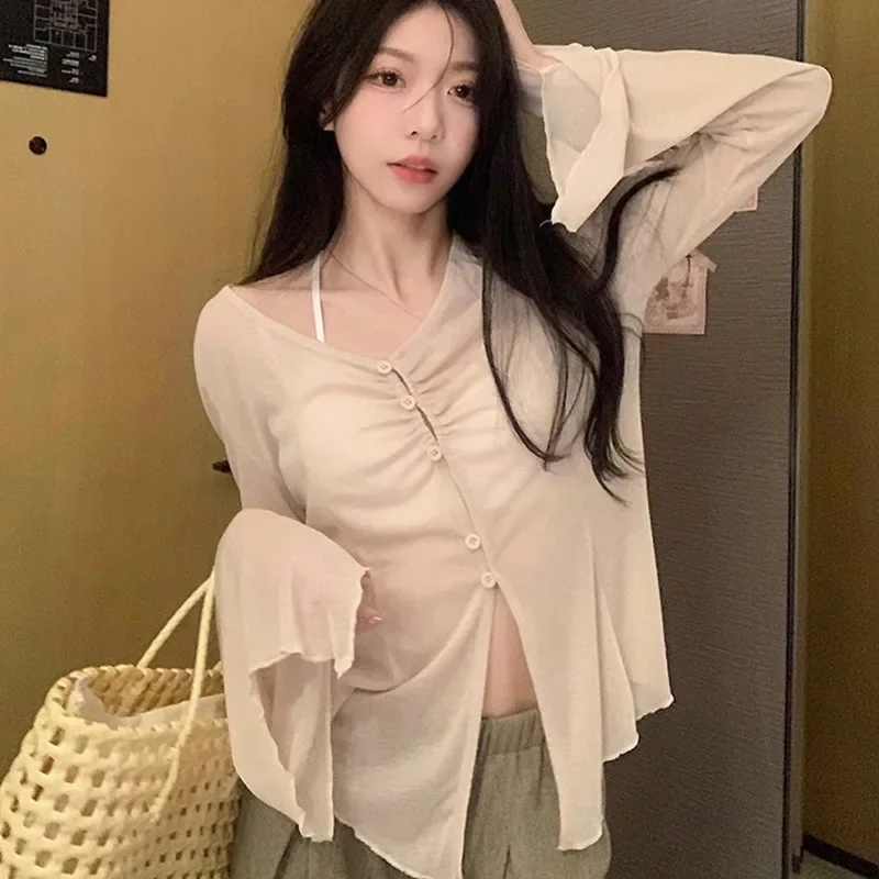 Transparente Bluse mit ausgest – Women Fashion Blouse Bewertung und Preis