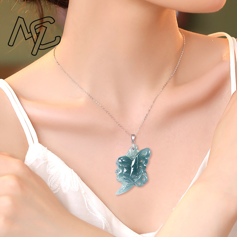 S925 Silber Natürlicher Blauer – Women Fashion Necklace Bewertung und Preis