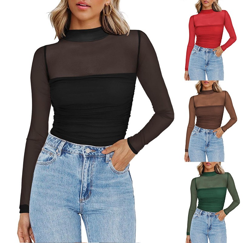 Damen-Bluse aus durchsichtigem – Women Fashion Blouse Bewertung und Preis
