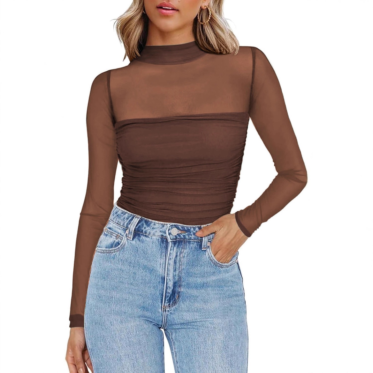 Damen-Bluse aus durchsichtigem – Women Fashion Blouse Bewertung und Preis