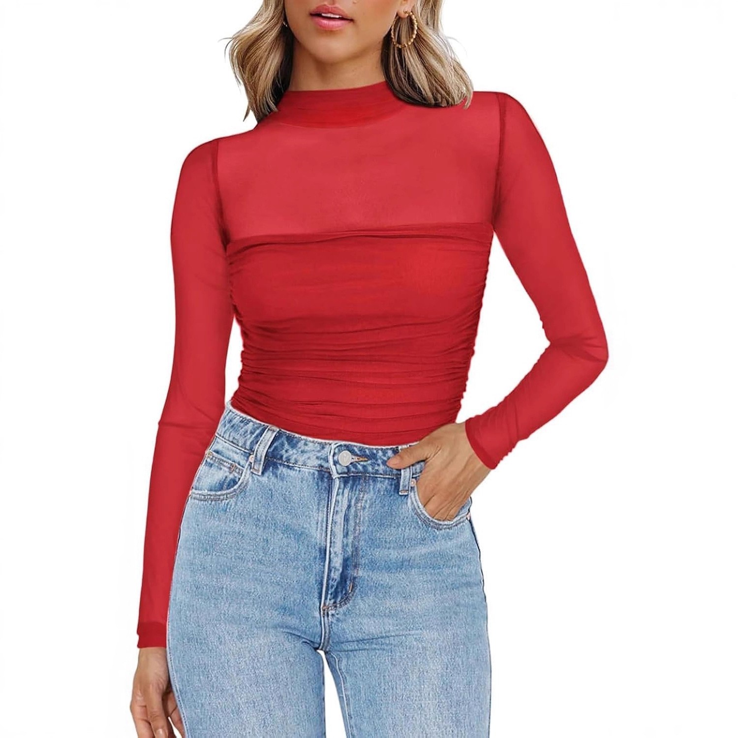 Damen-Bluse aus durchsichtigem – Women Fashion Blouse Bewertung und Preis