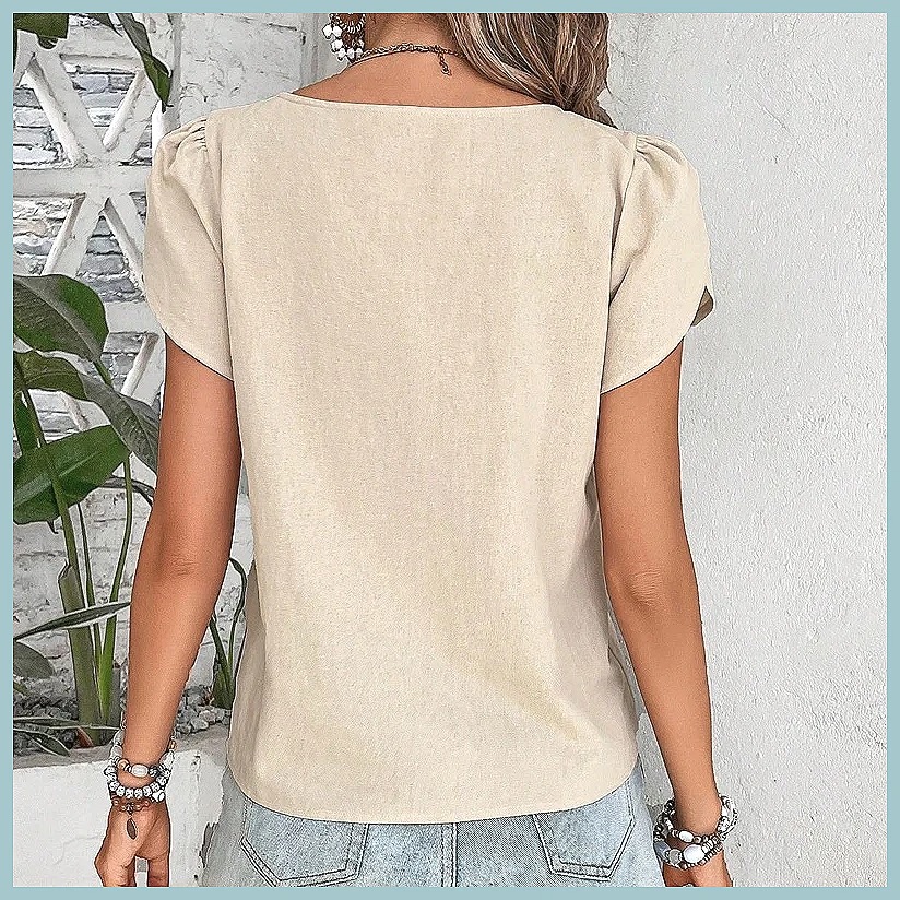 2024 Sommer Vintage Einfarbige – Women Fashion Blouse Bewertung und Preis
