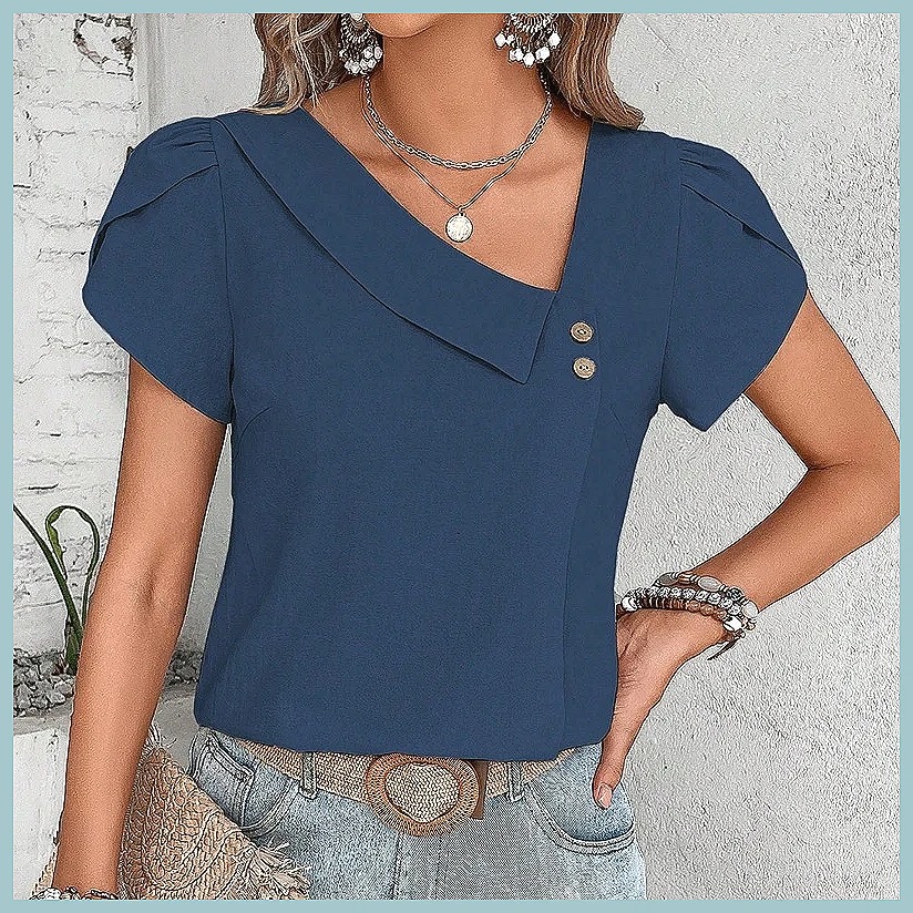 2024 Sommer Vintage Einfarbige – Women Fashion Blouse Bewertung und Preis